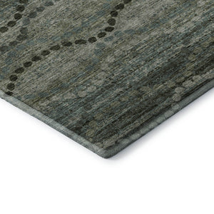 HomeRoots 8' Sage and Gray Abstract Round Rug - Washable, Stain Resistant, UV Protected for Modern Spaces 715306