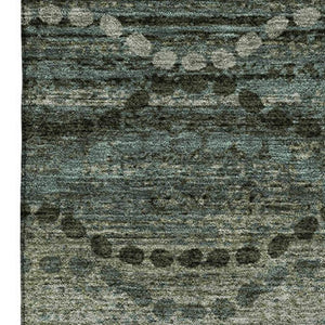 HomeRoots 8' Sage and Gray Abstract Round Rug - Washable, Stain Resistant, UV Protected for Modern Spaces 715306
