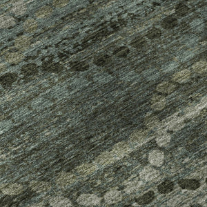 HomeRoots 8' Sage and Gray Abstract Round Rug - Washable, Stain Resistant, UV Protected for Modern Spaces 715306