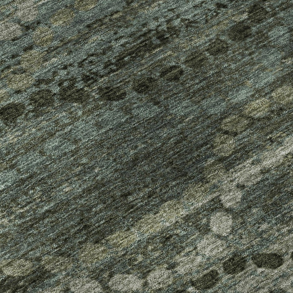 HomeRoots 8' Sage and Gray Abstract Round Rug - Washable, Stain Resistant, UV Protected for Modern Spaces 715306