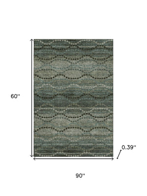 HomeRoots 8' Sage and Gray Abstract Round Rug - Washable, Stain Resistant, UV Protected for Modern Spaces 715306