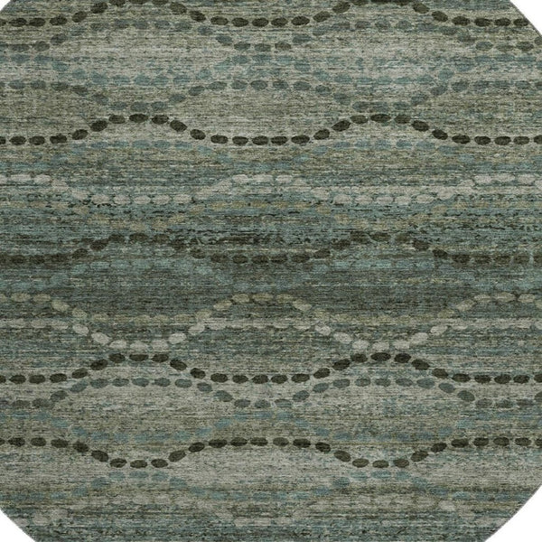 HomeRoots 8' X 10' Sage and Gray Abstract Geometric Area Rug - Washable, UV-Protected, Perfect for Homes with Kids! 715307