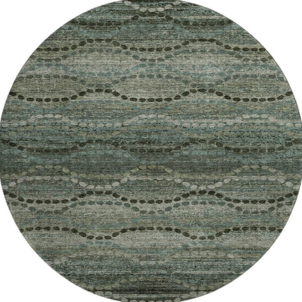 HomeRoots 8' X 10' Sage and Gray Abstract Geometric Area Rug - Washable, UV-Protected, Perfect for Homes with Kids! 715307