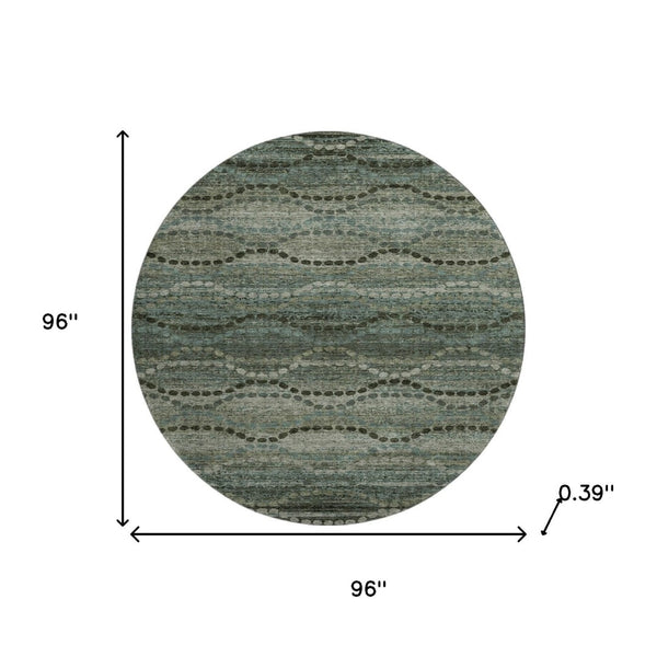 HomeRoots 8' X 10' Sage and Gray Abstract Geometric Area Rug - Washable, UV-Protected, Perfect for Homes with Kids! 715307