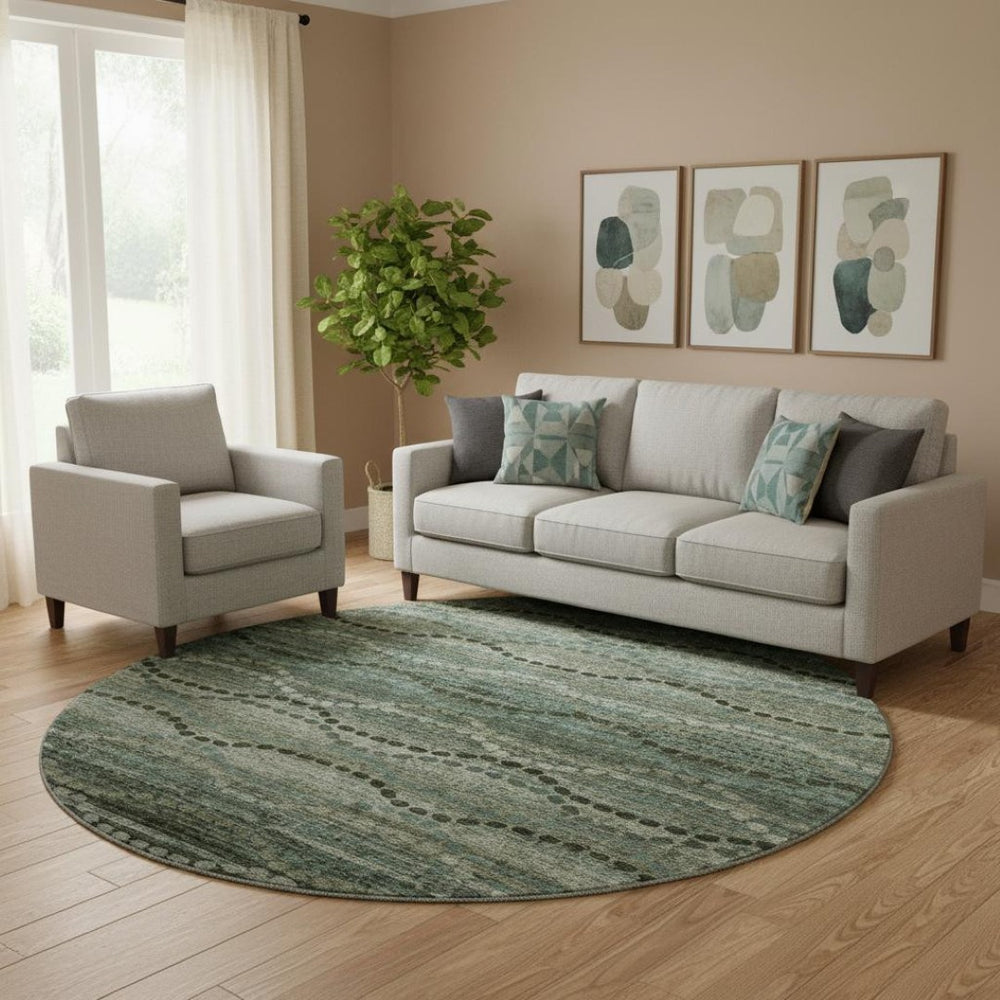 HomeRoots 8' X 10' Sage and Gray Abstract Geometric Area Rug - Washable, UV-Protected, Perfect for Homes with Kids! 715307