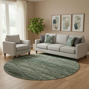 HomeRoots 8' X 10' Sage and Gray Abstract Geometric Area Rug - Washable, UV-Protected, Perfect for Homes with Kids! 715307