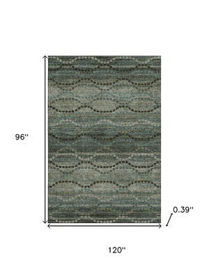 HomeRoots 9' X 12' Sage and Gray Abstract Geometric Area Rug - Washable, UV Protected, Perfect for Any Room! 715308