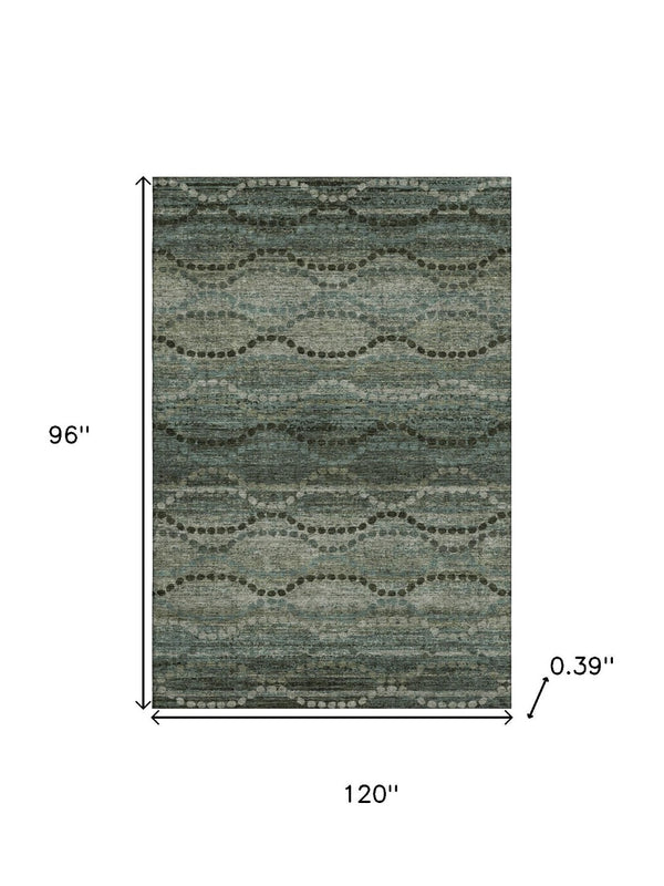 HomeRoots 9' X 12' Sage and Gray Abstract Geometric Area Rug - Washable, UV Protected, Perfect for Any Room! 715308