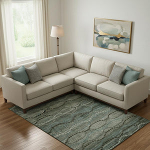 HomeRoots 9' X 12' Sage and Gray Abstract Geometric Area Rug - Washable, UV Protected, Perfect for Any Room! 715308