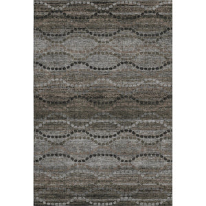HomeRoots 5' x 8' Chocolate & Gray Abstract Geometric Area Rug - Washable, UV-Protected, Durable Style 715311