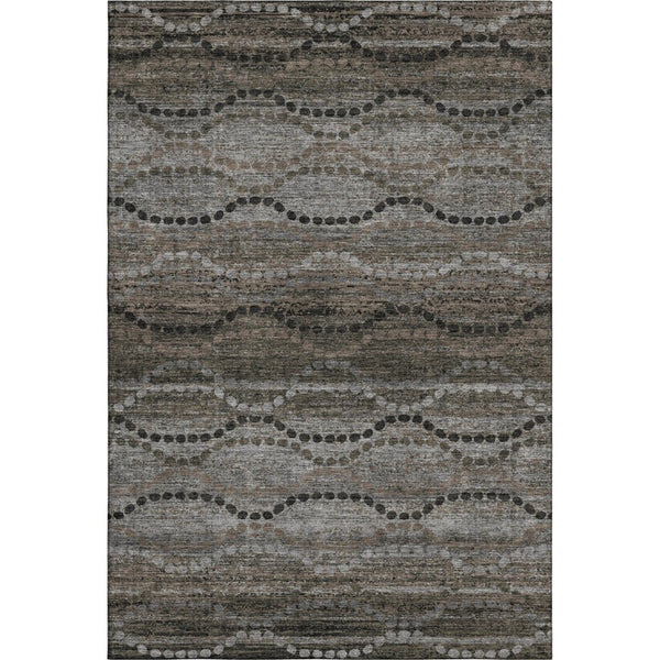 HomeRoots 5' x 8' Chocolate & Gray Abstract Geometric Area Rug - Washable, UV-Protected, Durable Style 715311