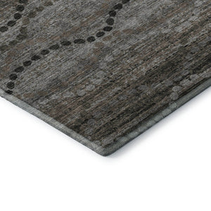 HomeRoots 5' x 8' Chocolate & Gray Abstract Geometric Area Rug - Washable, UV-Protected, Durable Style 715311
