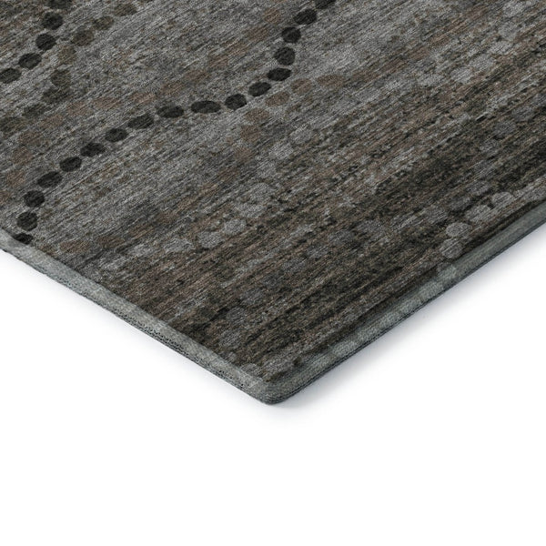 HomeRoots 5' x 8' Chocolate & Gray Abstract Geometric Area Rug - Washable, UV-Protected, Durable Style 715311