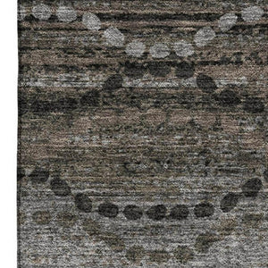HomeRoots 5' x 8' Chocolate & Gray Abstract Geometric Area Rug - Washable, UV-Protected, Durable Style 715311