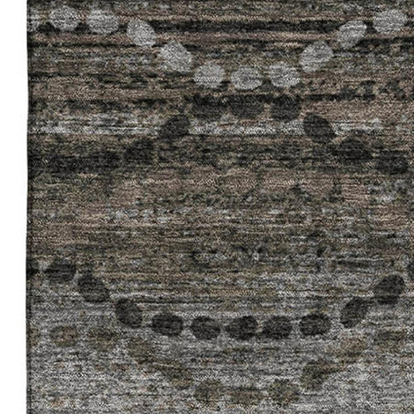HomeRoots 5' x 8' Chocolate & Gray Abstract Geometric Area Rug - Washable, UV-Protected, Durable Style 715311