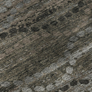 HomeRoots 5' x 8' Chocolate & Gray Abstract Geometric Area Rug - Washable, UV-Protected, Durable Style 715311