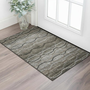HomeRoots 5' x 8' Chocolate & Gray Abstract Geometric Area Rug - Washable, UV-Protected, Durable Style 715311