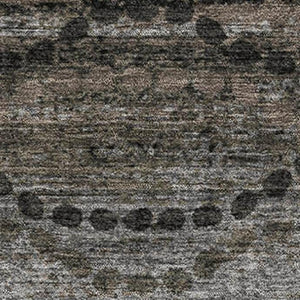 HomeRoots 8' Chocolate & Gray Abstract Geometric Washable Round Rug – Durable, UV-Protected, Stylish Design! 715312