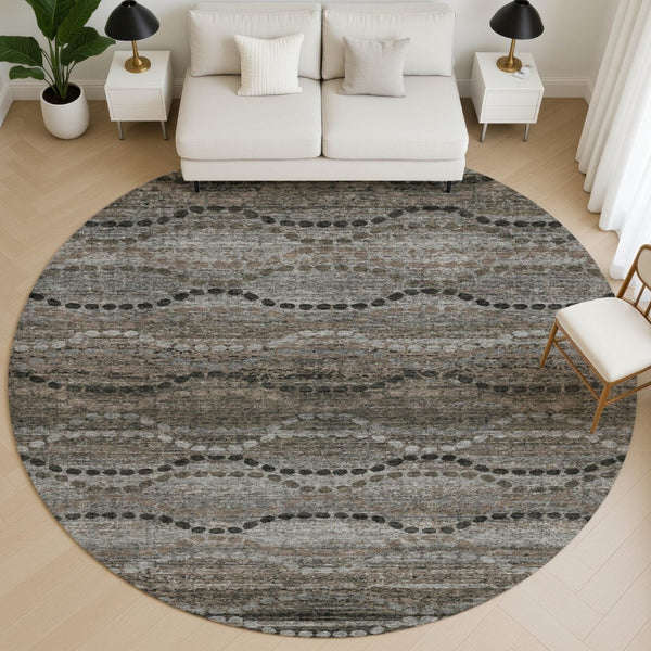 HomeRoots 8' X 10' Chocolate & Gray Geometric Washable Area Rug – Stylish, Durable, UV Protected for Families 715313