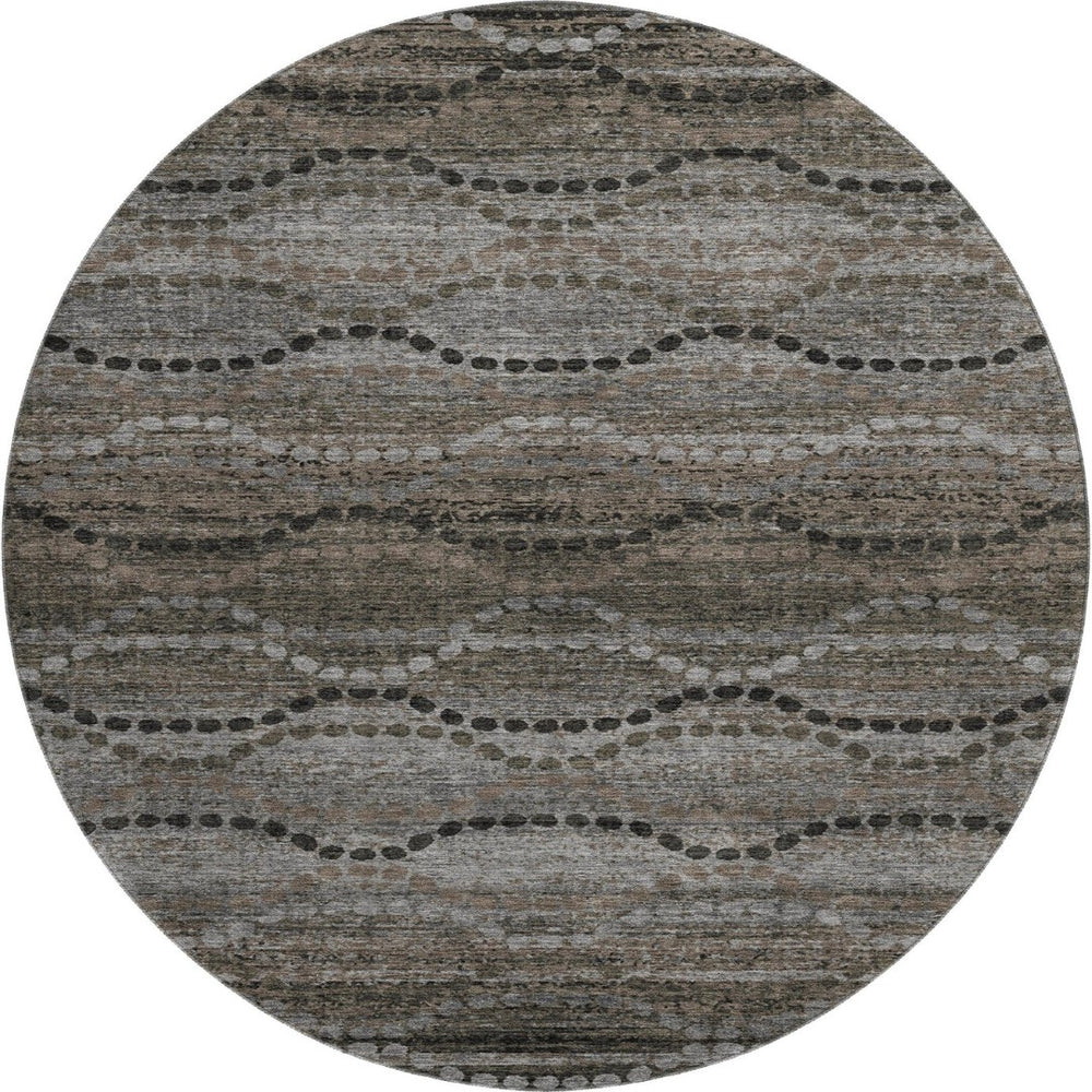 HomeRoots 8' X 10' Chocolate & Gray Geometric Washable Area Rug – Stylish, Durable, UV Protected for Families 715313