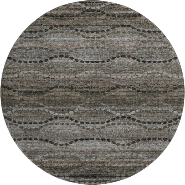HomeRoots 8' X 10' Chocolate & Gray Geometric Washable Area Rug – Stylish, Durable, UV Protected for Families 715313