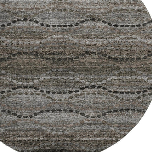 HomeRoots 8' X 10' Chocolate & Gray Geometric Washable Area Rug – Stylish, Durable, UV Protected for Families 715313