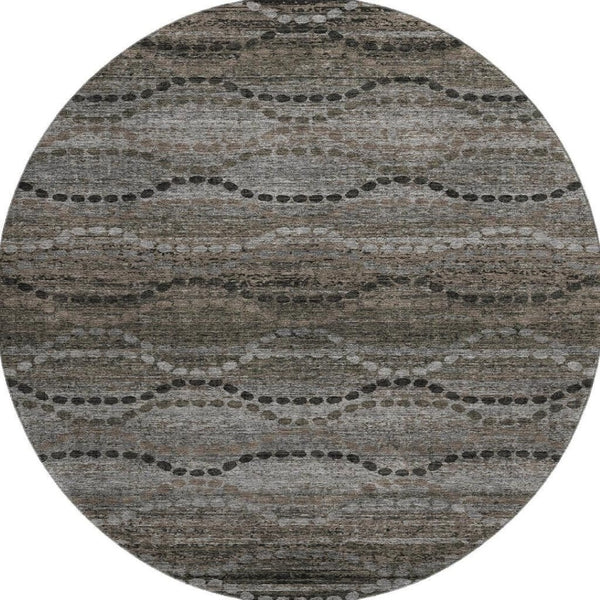 HomeRoots 8' X 10' Chocolate & Gray Geometric Washable Area Rug – Stylish, Durable, UV Protected for Families 715313