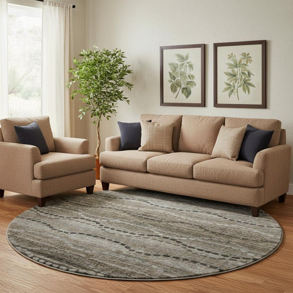 HomeRoots 8' X 10' Chocolate & Gray Geometric Washable Area Rug – Stylish, Durable, UV Protected for Families 715313