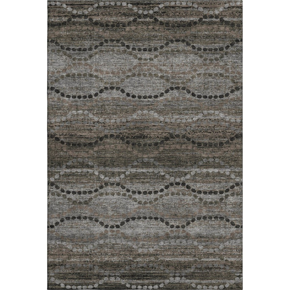 HomeRoots 10' X 14' Chocolate and Gray Abstract Geometric Area Rug - Durable, Washable, UV Protected Design 715315