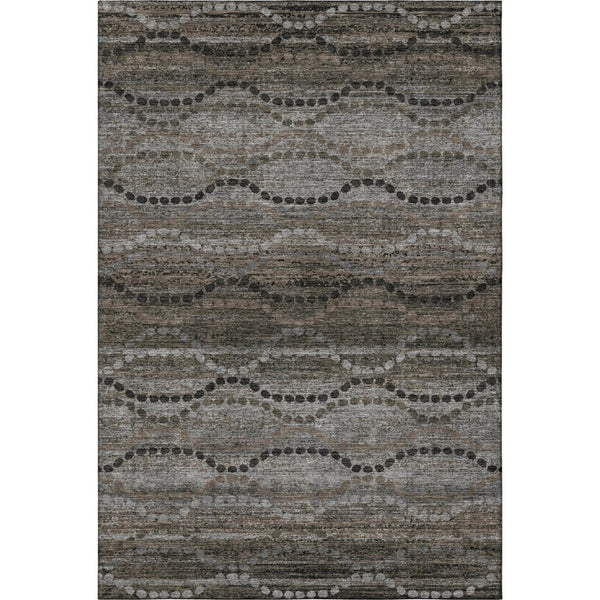 HomeRoots 10' X 14' Chocolate and Gray Abstract Geometric Area Rug - Durable, Washable, UV Protected Design 715315