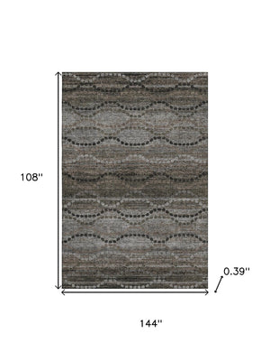 HomeRoots 10' X 14' Chocolate and Gray Abstract Geometric Area Rug - Durable, Washable, UV Protected Design 715315