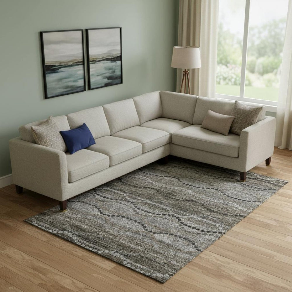 HomeRoots 10' X 14' Chocolate and Gray Abstract Geometric Area Rug - Durable, Washable, UV Protected Design 715315