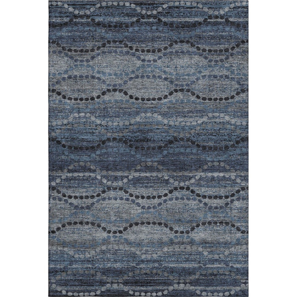 HomeRoots 5' X 8' Navy Blue & Gray Abstract Geometric Area Rug - Washable, Stain-Resistant, UV Protected Design 715317