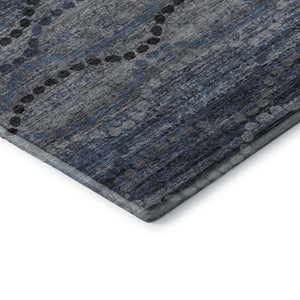 HomeRoots 5' X 8' Navy Blue & Gray Abstract Geometric Area Rug - Washable, Stain-Resistant, UV Protected Design 715317