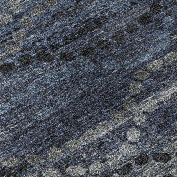 HomeRoots 5' X 8' Navy Blue & Gray Abstract Geometric Area Rug - Washable, Stain-Resistant, UV Protected Design 715317