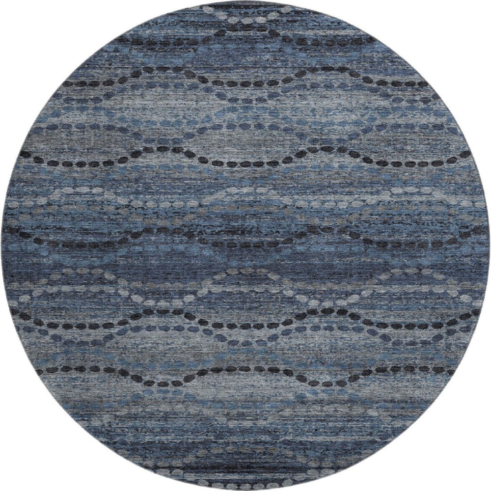 HomeRoots 8' X 10' Contemporary Navy Blue & Gray Abstract Geometric Area Rug - Washable, UV Protected, Durable! 715319
