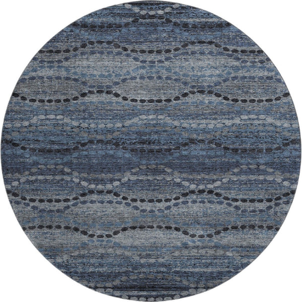 HomeRoots 8' X 10' Contemporary Navy Blue & Gray Abstract Geometric Area Rug - Washable, UV Protected, Durable! 715319