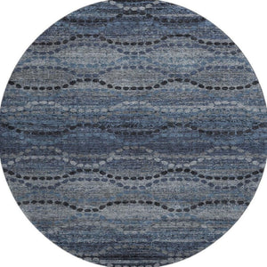 HomeRoots 8' X 10' Contemporary Navy Blue & Gray Abstract Geometric Area Rug - Washable, UV Protected, Durable! 715319