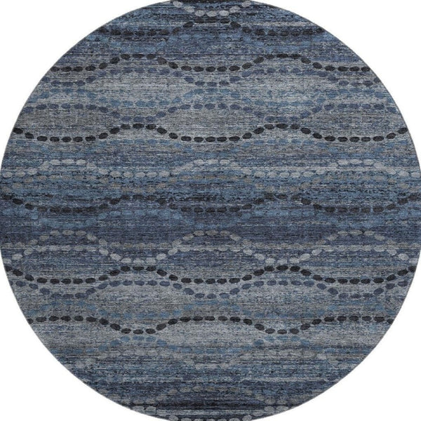 HomeRoots 8' X 10' Contemporary Navy Blue & Gray Abstract Geometric Area Rug - Washable, UV Protected, Durable! 715319
