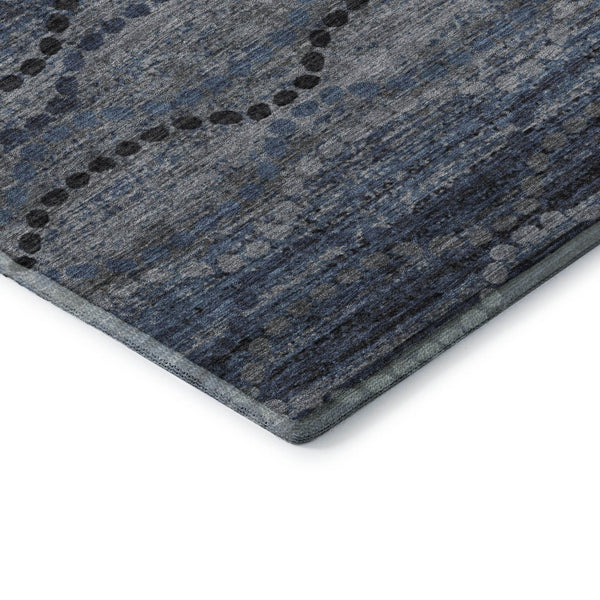 HomeRoots 8' X 10' Contemporary Navy Blue & Gray Abstract Geometric Area Rug - Washable, UV Protected, Durable! 715319