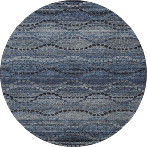 HomeRoots 8' X 10' Contemporary Navy Blue & Gray Abstract Geometric Area Rug - Washable, UV Protected, Durable! 715319