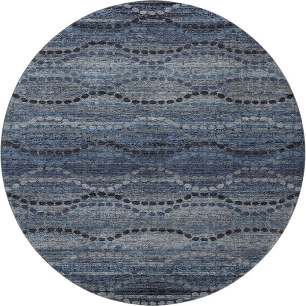 HomeRoots 8' X 10' Contemporary Navy Blue & Gray Abstract Geometric Area Rug - Washable, UV Protected, Durable! 715319