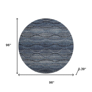 HomeRoots 8' X 10' Contemporary Navy Blue & Gray Abstract Geometric Area Rug - Washable, UV Protected, Durable! 715319