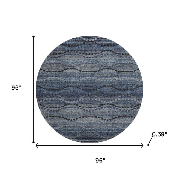 HomeRoots 8' X 10' Contemporary Navy Blue & Gray Abstract Geometric Area Rug - Washable, UV Protected, Durable! 715319