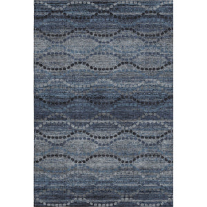 HomeRoots 9' X 12' Navy Blue & Gray Abstract Geometric Washable Area Rug with UV Protection for Homes 715320