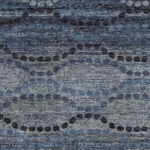 HomeRoots 9' X 12' Navy Blue & Gray Abstract Geometric Washable Area Rug with UV Protection for Homes 715320