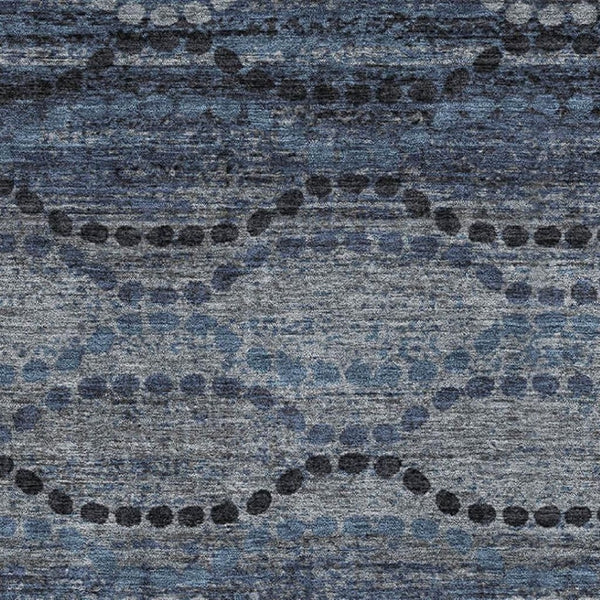 HomeRoots 9' X 12' Navy Blue & Gray Abstract Geometric Washable Area Rug with UV Protection for Homes 715320