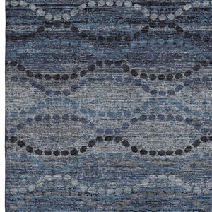 HomeRoots 9' X 12' Navy Blue & Gray Abstract Geometric Washable Area Rug with UV Protection for Homes 715320