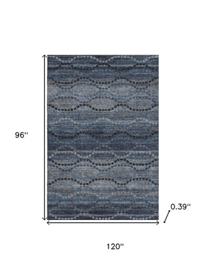 HomeRoots 9' X 12' Navy Blue & Gray Abstract Geometric Washable Area Rug with UV Protection for Homes 715320