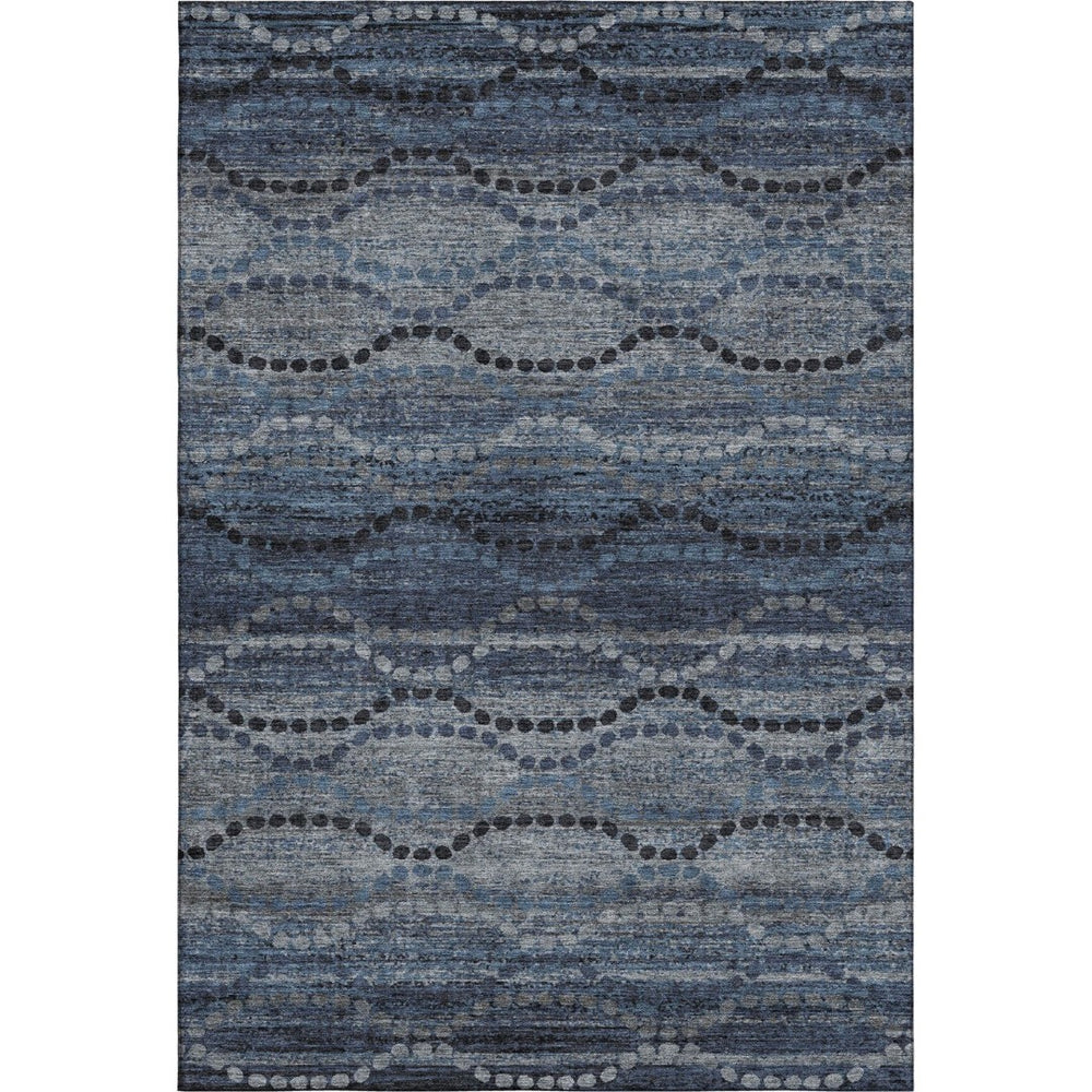 HomeRoots 10' X 14' Navy Blue & Gray Geometric Washable Area Rug with UV Protection for Stylish Durability 715321